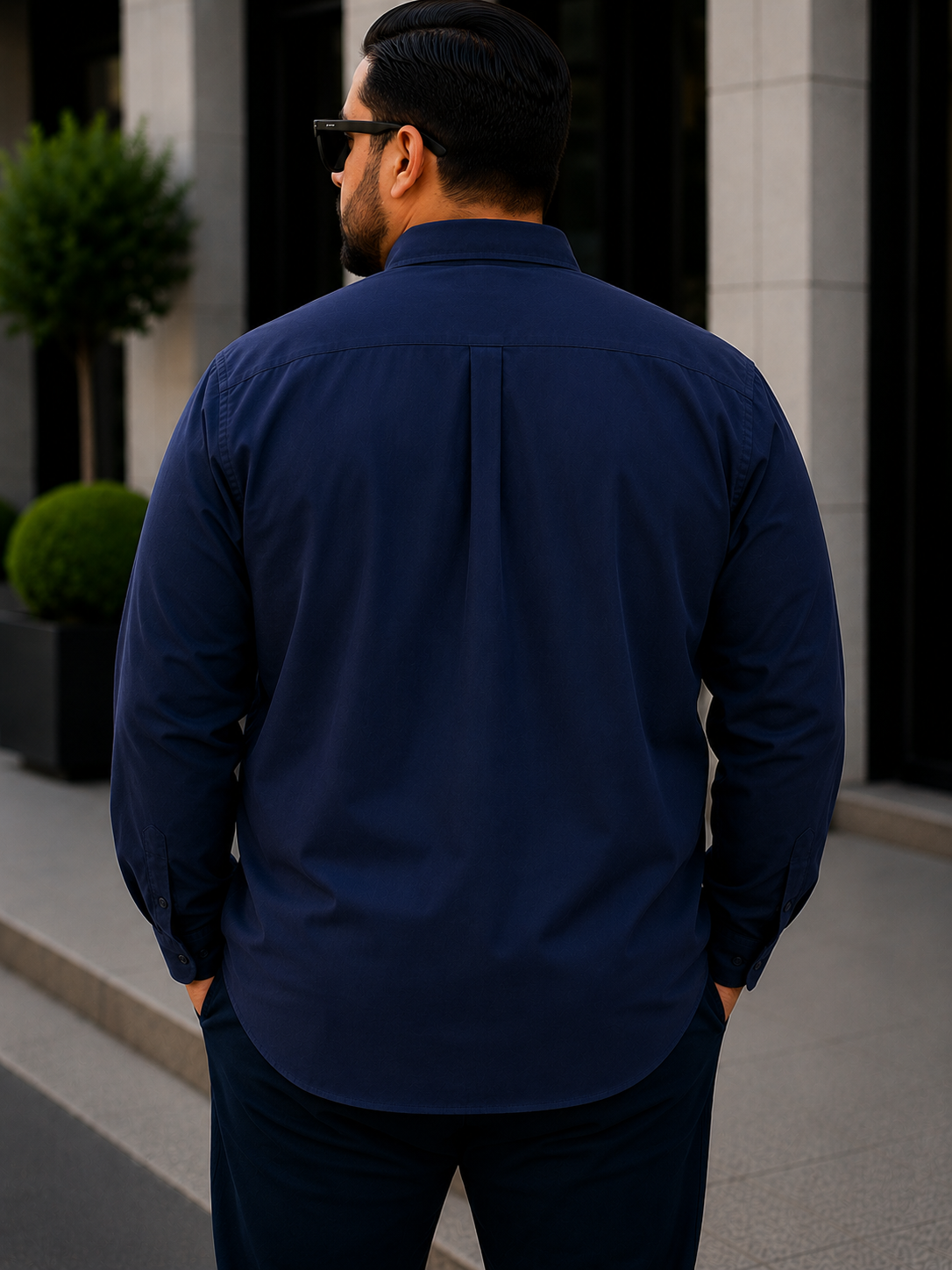 Ανδρικό μπλε navy πουκάμισο με γιακά Plus Size CA2529 φωτογραφία